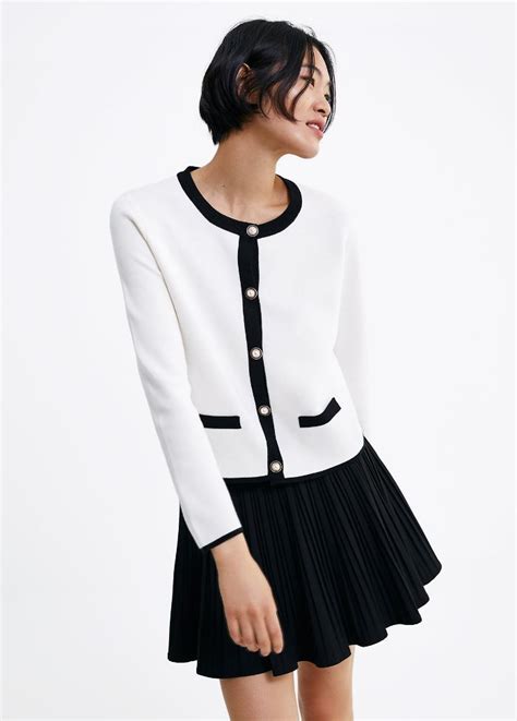 chanel style cardigan zara